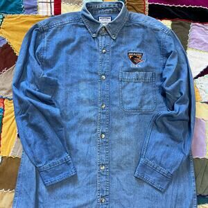 Vintage Crystal Springs UAB Blazer Medium Washed Denim Button Up Large